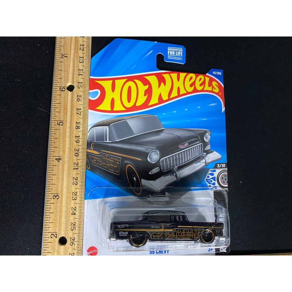 Hot Wheels '55 Chevy Black Gold Rod Squad 3/10 45/250 Diecast Car 2022